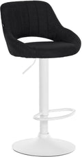 Moderne Barstoel - Kruk - Verstelbare Hoogte, 360° Draaibaar & Stoffen Bekleding Kleur zwart Onderstel Kleur wit