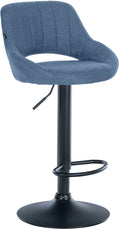 Moderne Barstoel - Kruk - Verstelbare Hoogte, 360° Draaibaar & Stoffen Bekleding Kleur blauw Onderstel Kleur zwart