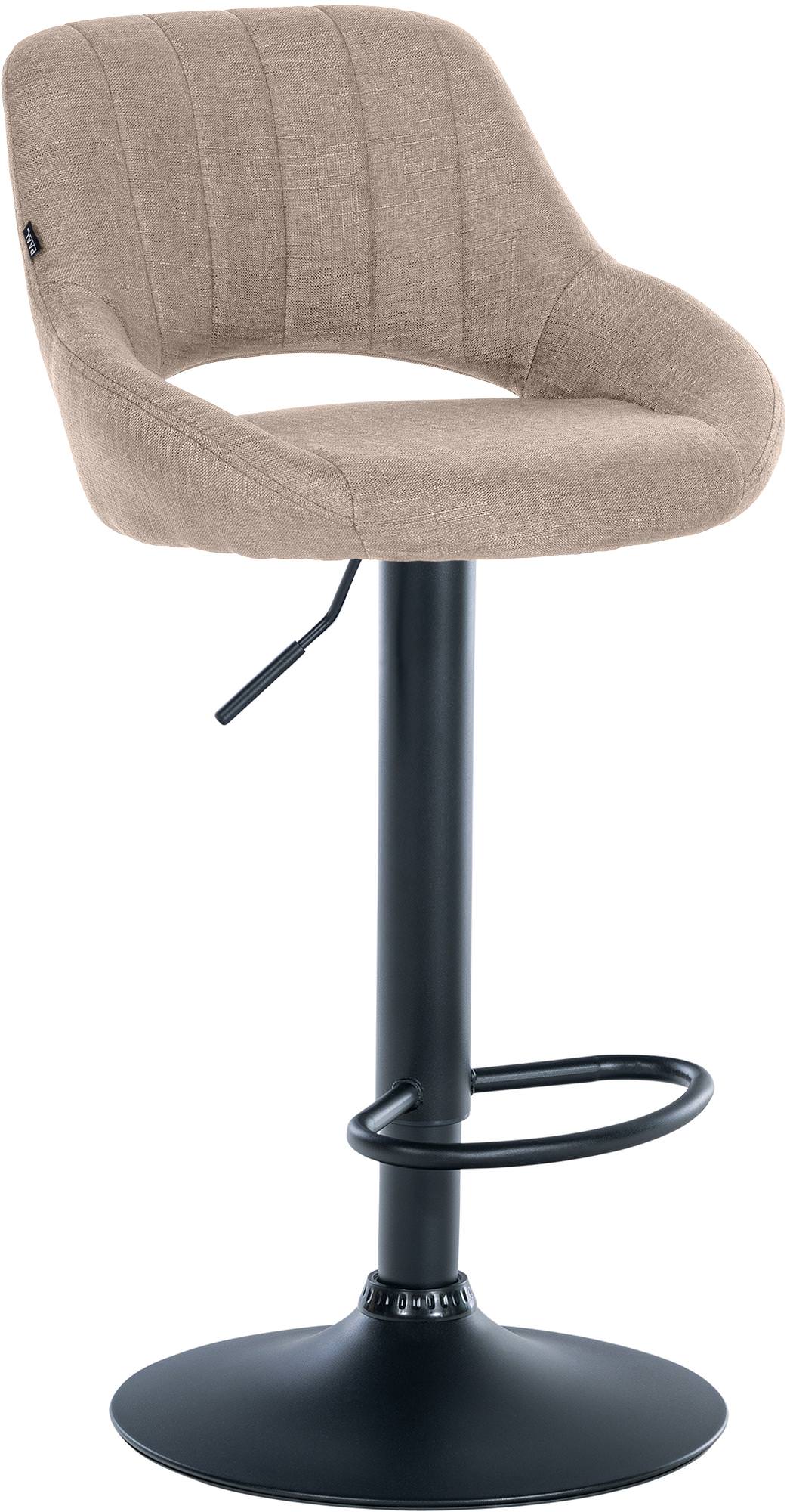 Moderne Barstoel - Kruk - Verstelbare Hoogte, 360° Draaibaar & Stoffen Bekleding Kleur taupe Onderstel Kleur zwart