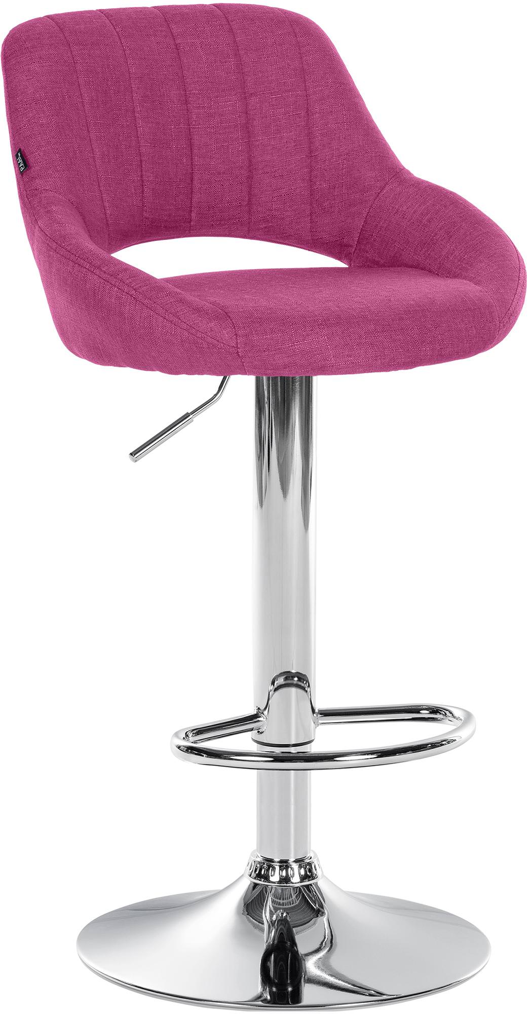 Moderne Barstoel - Kruk - Verstelbare Hoogte, 360° Draaibaar & Stoffen Bekleding Kleur lila Onderstel Kleur chroom