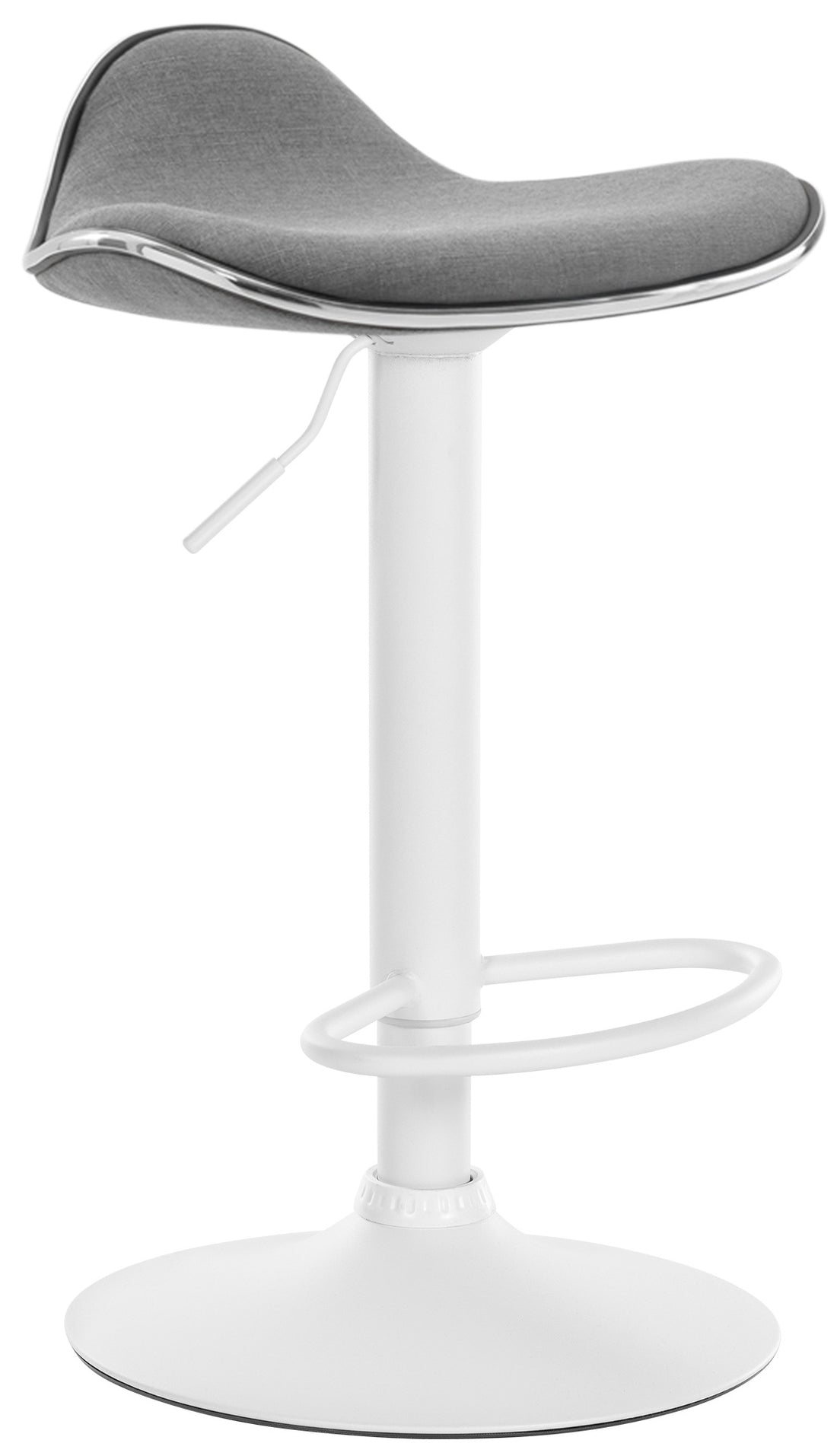 Barkruk met Stoffen Bekleding - Verstelbare Zit - Elegant Design - 360° Draaibaar met Voetsteun Kleur lichtgrijs