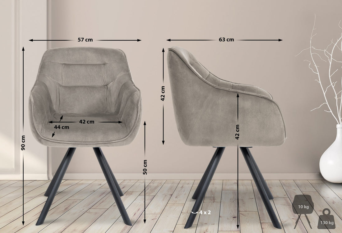 Eetkamerstoel, Grijze Fluwelen Stoel - Ergonomische Rugleuning, Onderhoudsvriendelijk Design Kleur grijs