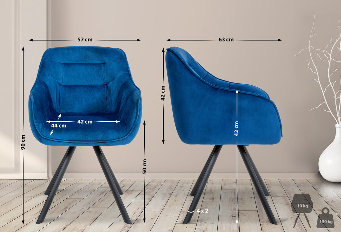 Eetkamerstoel - Fluwelen Stoel - Ongeëvenaard Zitcomfort en Draaibaar Design Kleur blauw