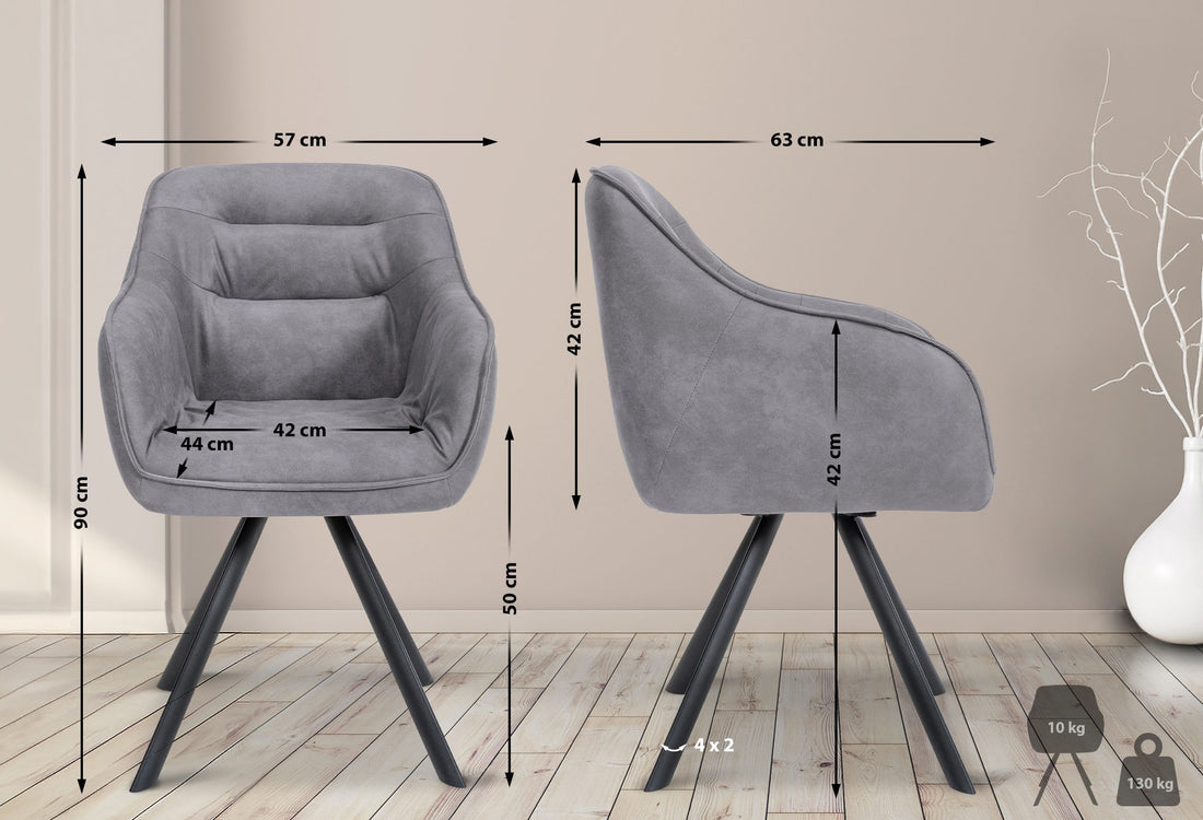 Eetkamerstoel Grijs - Vintage Fauteuil - Ongeëvenaard Comfort Kleur grijs
