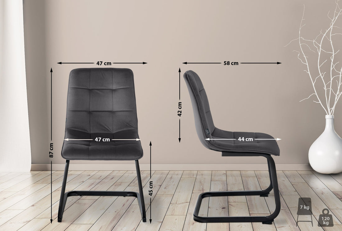 Fluwelen Eetkamerstoel - Dining Chair - Onderhoudsvriendelijk - Metalen Frame Kleur zwart