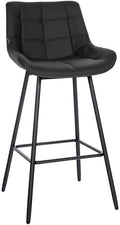 Moderne Barstoel - Kruk - Comfortabel Zitcomfort, Fluweel of Kunstleer, Stevig Onderstel Kleur zwart Materiaal kunstleer