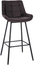 Moderne Barstoel - Kruk - Comfortabel Zitcomfort, Fluweel of Kunstleer, Stevig Onderstel Kleur bruin Materiaal kunstleer