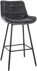 Moderne Barstoel - Kruk - Comfortabel Zitcomfort, Fluweel of Kunstleer, Stevig Onderstel Kleur donkergrijs Materiaal zacht