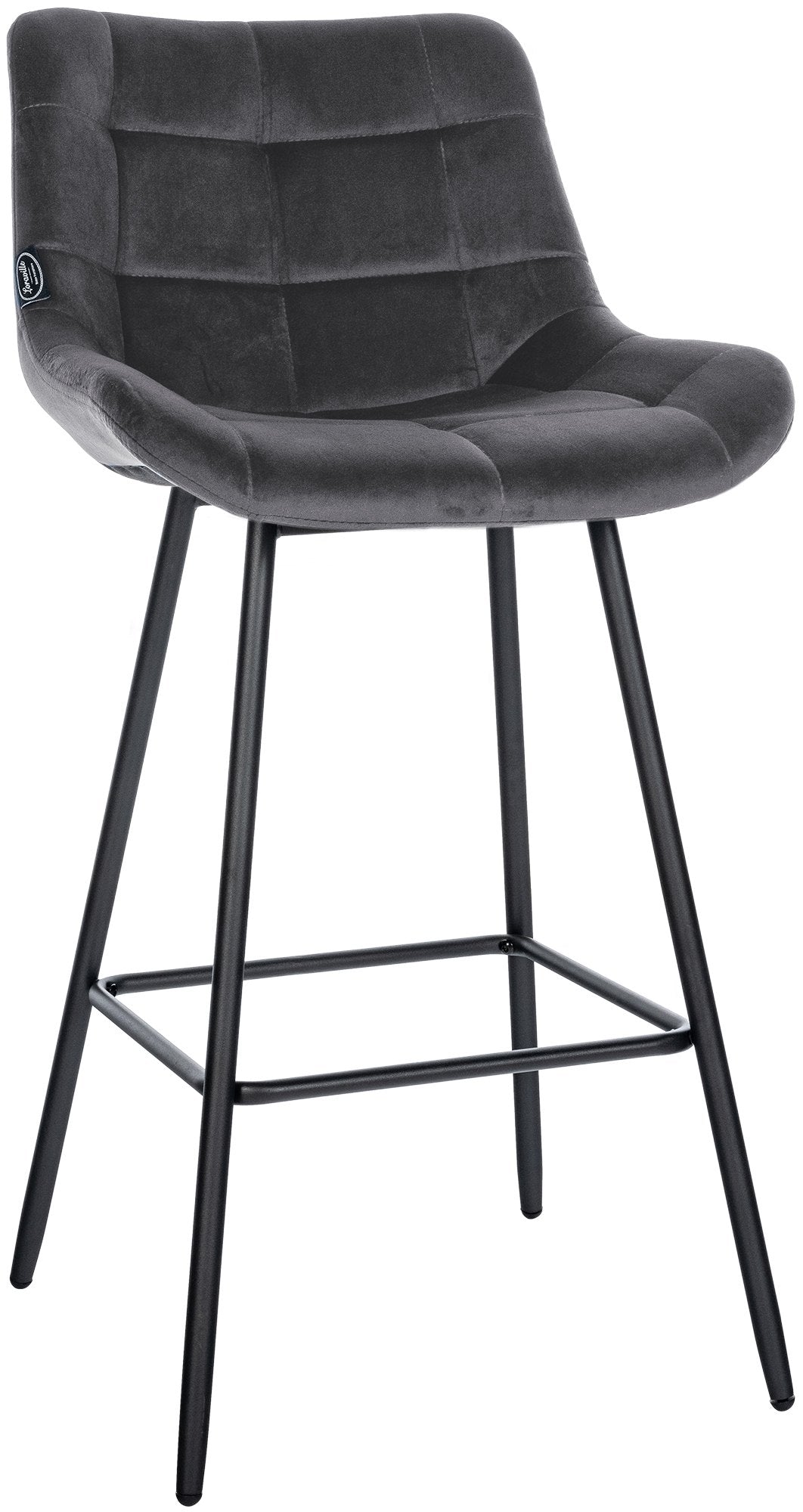 Moderne Barstoel - Kruk - Comfortabel Zitcomfort, Fluweel of Kunstleer, Stevig Onderstel Kleur donkergrijs Materiaal zacht