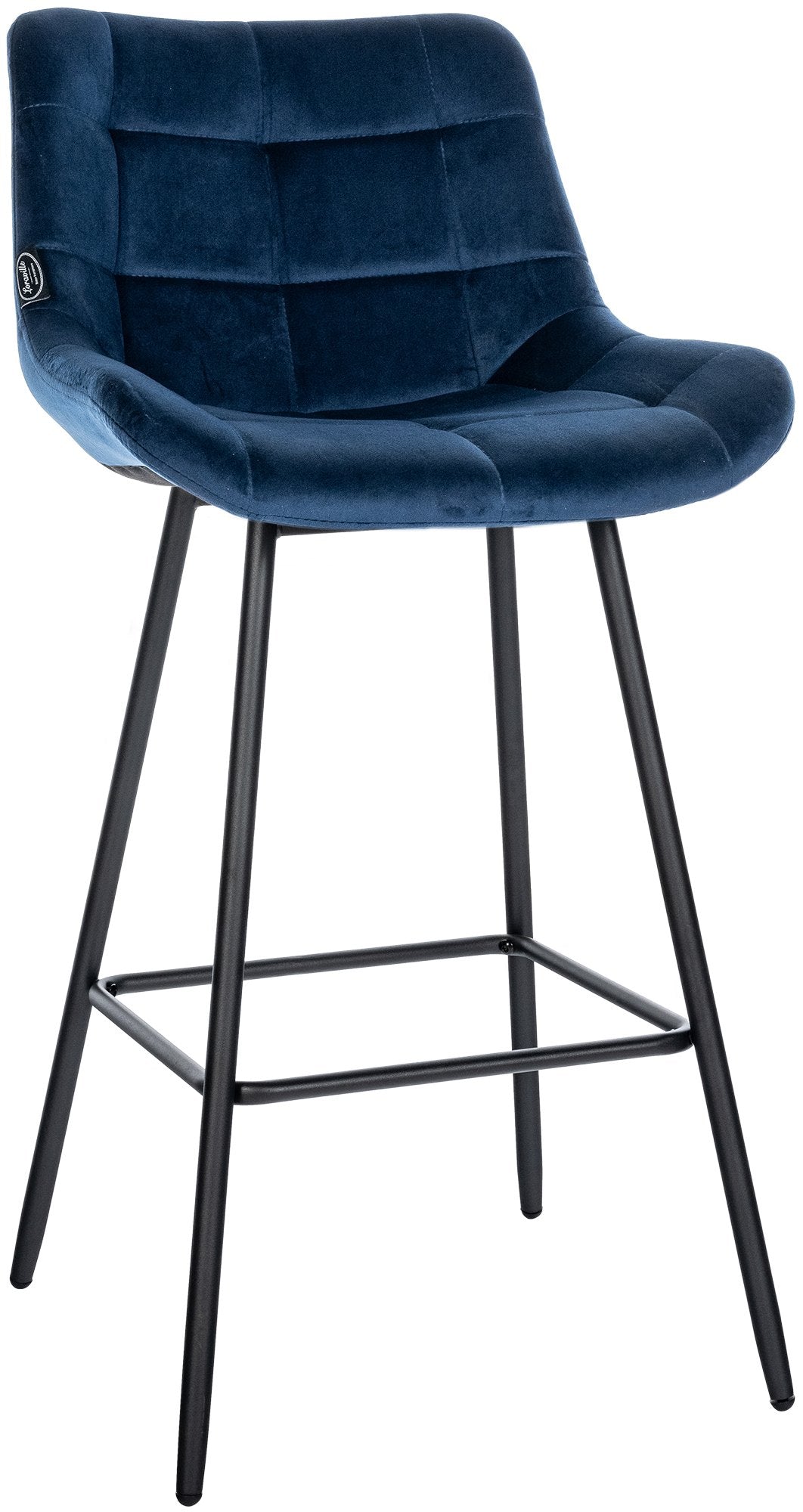 Moderne Barstoel - Kruk - Comfortabel Zitcomfort, Fluweel of Kunstleer, Stevig Onderstel Kleur blauw Materiaal zacht