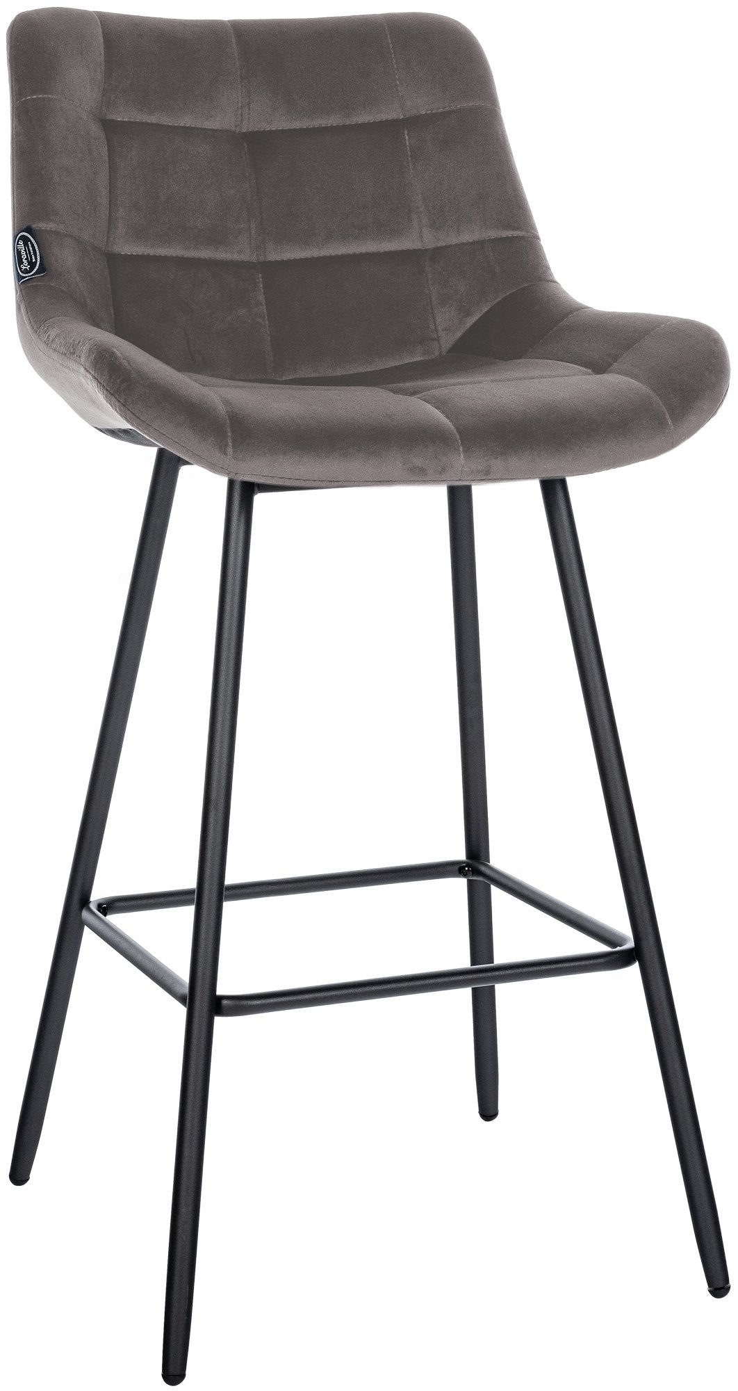 Moderne Barstoel - Kruk - Comfortabel Zitcomfort, Fluweel of Kunstleer, Stevig Onderstel Kleur grijs Materiaal zacht