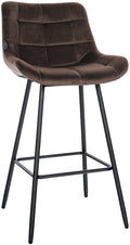 Moderne Barstoel - Kruk - Comfortabel Zitcomfort, Fluweel of Kunstleer, Stevig Onderstel Kleur bruin Materiaal zacht