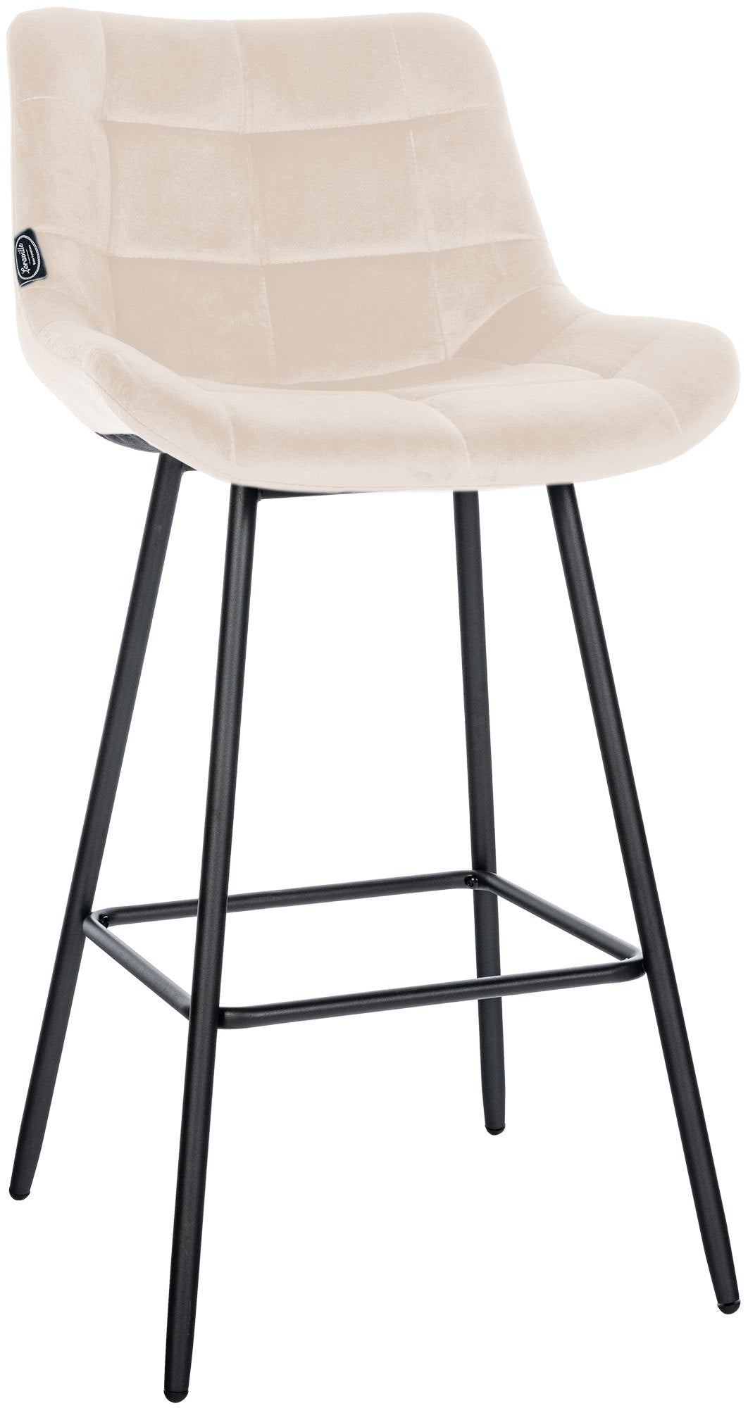 Moderne Barstoel - Kruk - Comfortabel Zitcomfort, Fluweel of Kunstleer, Stevig Onderstel Kleur crème Materiaal zacht
