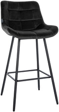 Moderne Barstoel - Kruk - Comfortabel Zitcomfort, Fluweel of Kunstleer, Stevig Onderstel Kleur zwart Materiaal zacht