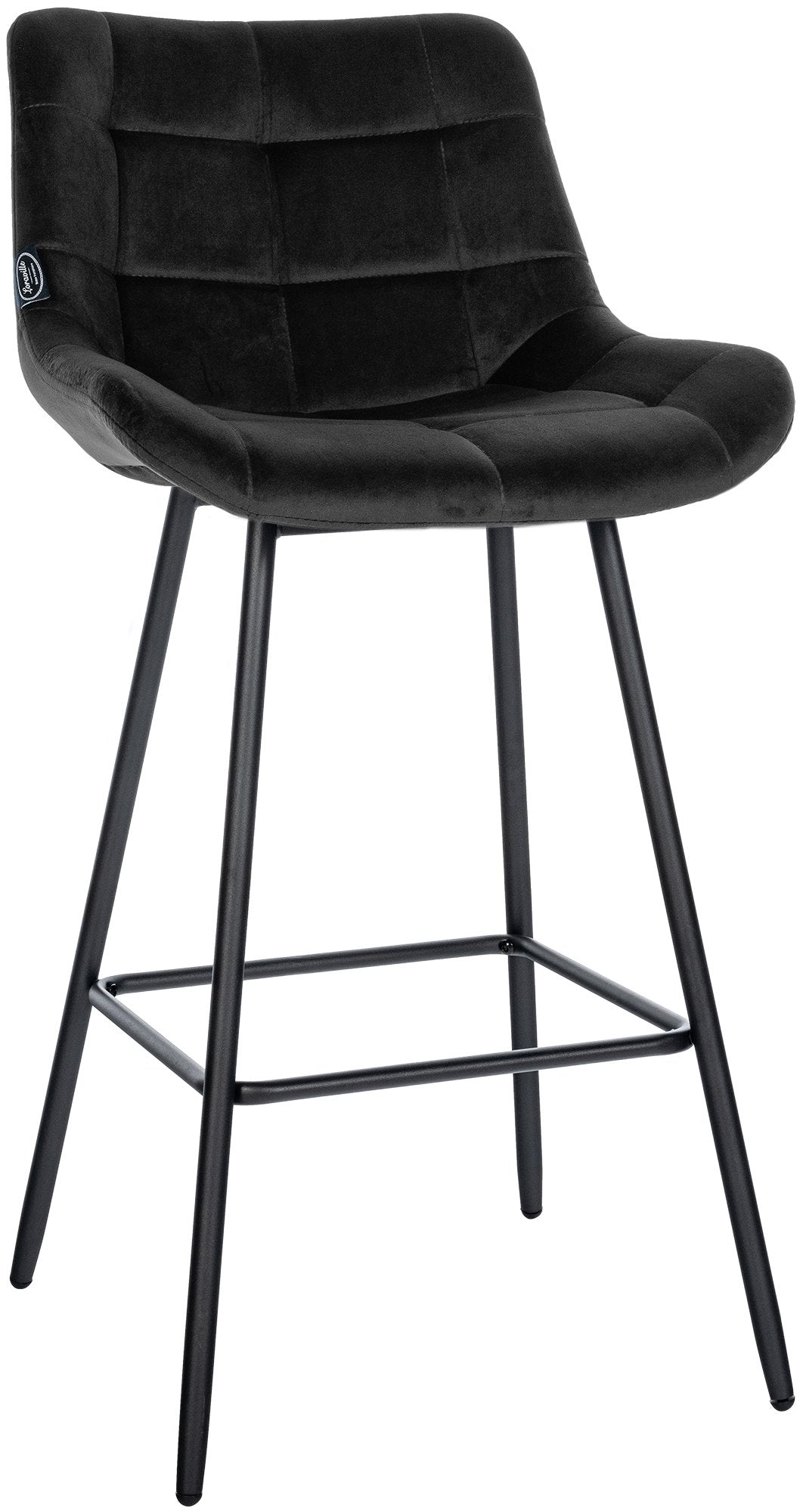 Moderne Barstoel - Kruk - Comfortabel Zitcomfort, Fluweel of Kunstleer, Stevig Onderstel Kleur zwart Materiaal zacht