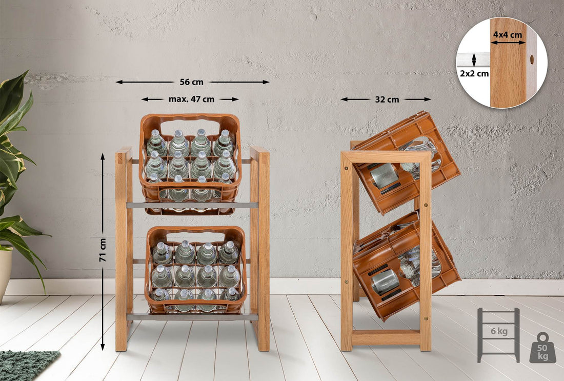 Krattenrek Eik, Drankenhouder, Makkelijk Toegankelijk - Voor 2 Kisten Kleur eiken