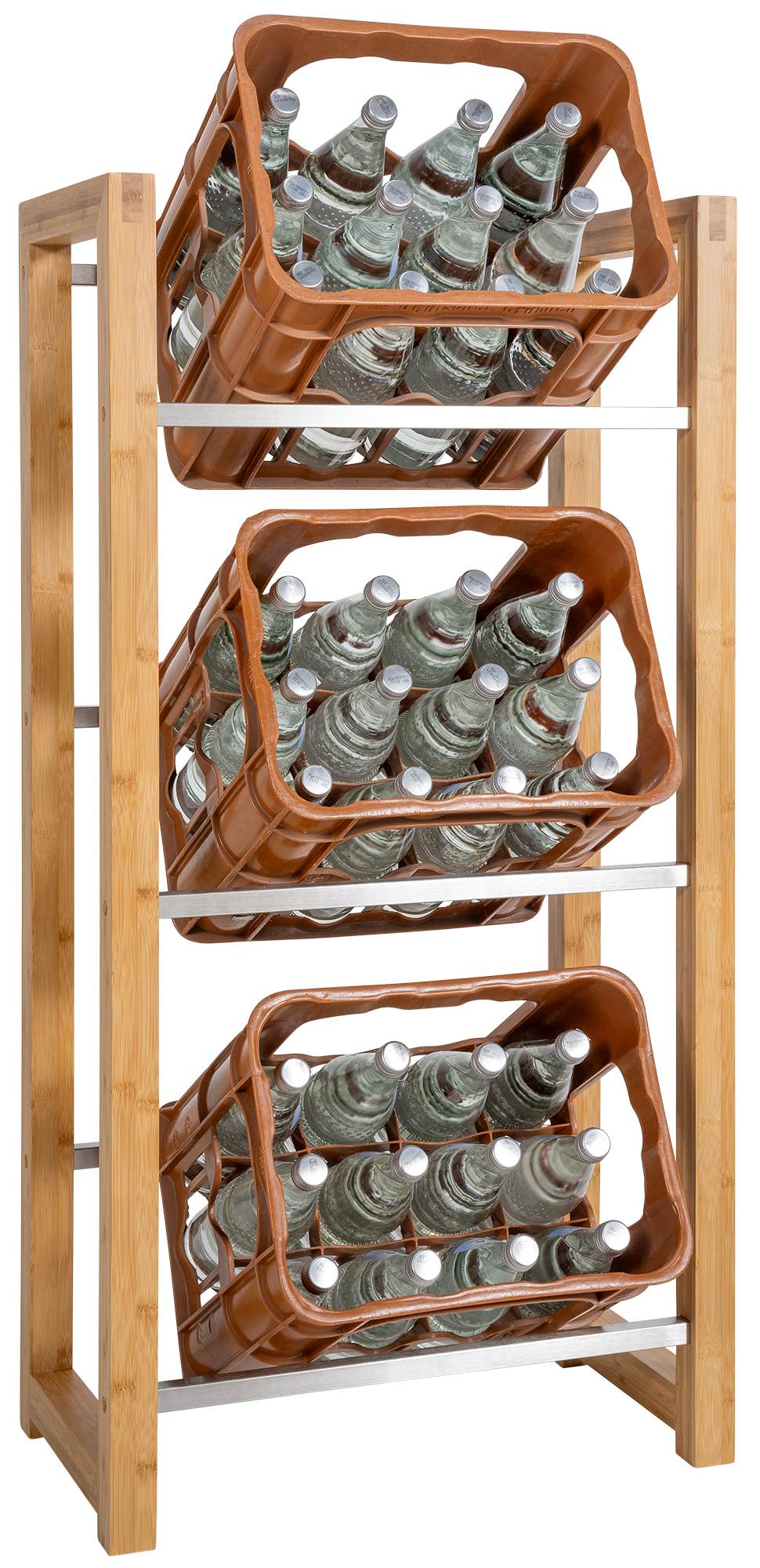 Drankkrat Rek - Opslagunit - Esthetisch Design met Gemakkelijke Toegang Kleur natuur Maat voor 2 dozen