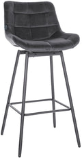 Draaibare Barstoel - Kruk - Luxe Fluweel, Comfortabel & Modern Design Kleur donkergrijs Materiaal zacht