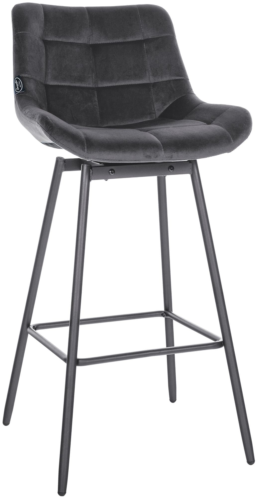 Draaibare Barstoel - Kruk - Luxe Fluweel, Comfortabel & Modern Design Kleur donkergrijs Materiaal zacht