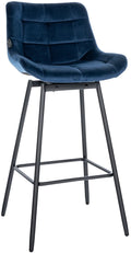 Draaibare Barstoel - Kruk - Luxe Fluweel, Comfortabel & Modern Design Kleur blauw Materiaal zacht