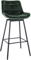 Draaibare Barstoel - Kruk - Luxe Fluweel, Comfortabel & Modern Design Kleur donkergroen Materiaal zacht