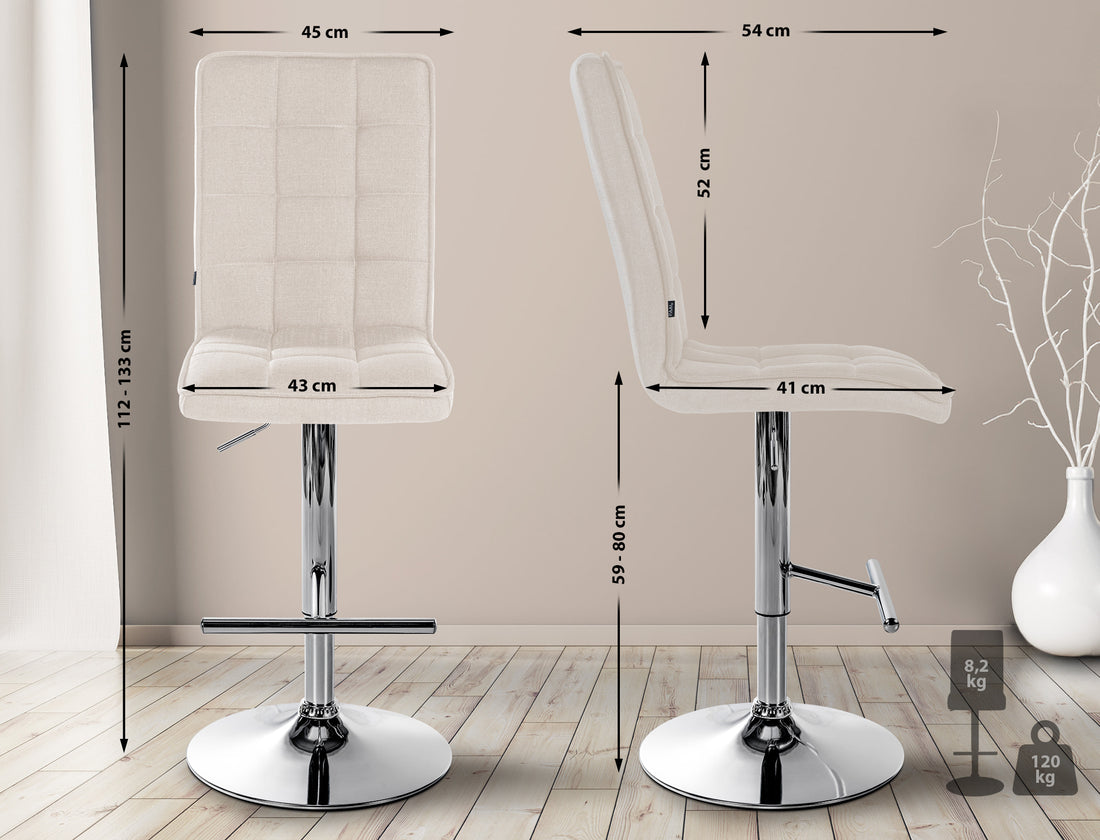 Verstelbare Barkruk - Hoge Kruk - Optimaal Zitcomfort en Flexibiliteit Kleur crème