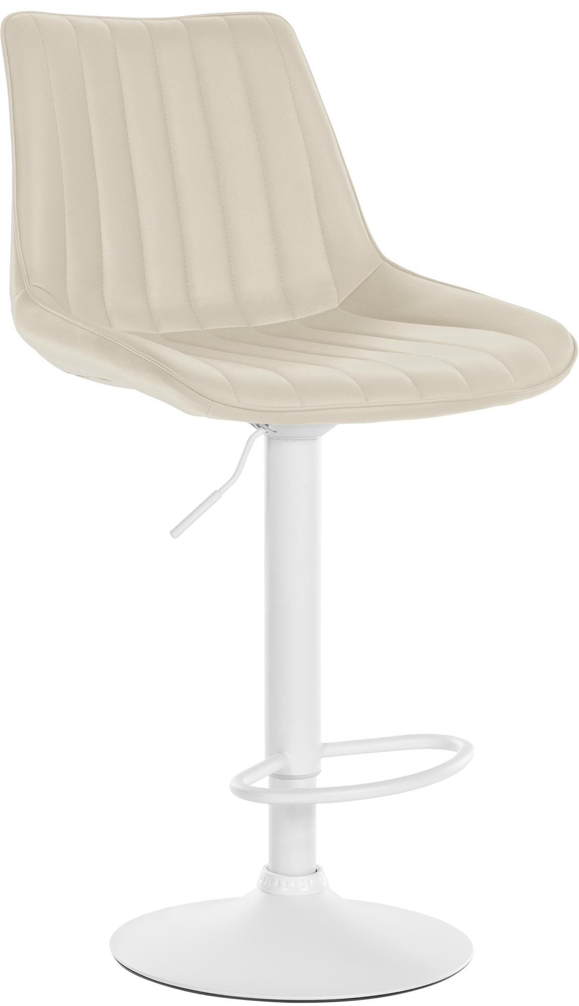Moderne Kunstleren Barkruk - Stijlvolle Barstoel - Fantastisch Zitcomfort, 360° Draaibaar Kleur crème Onderstel Kleur wit