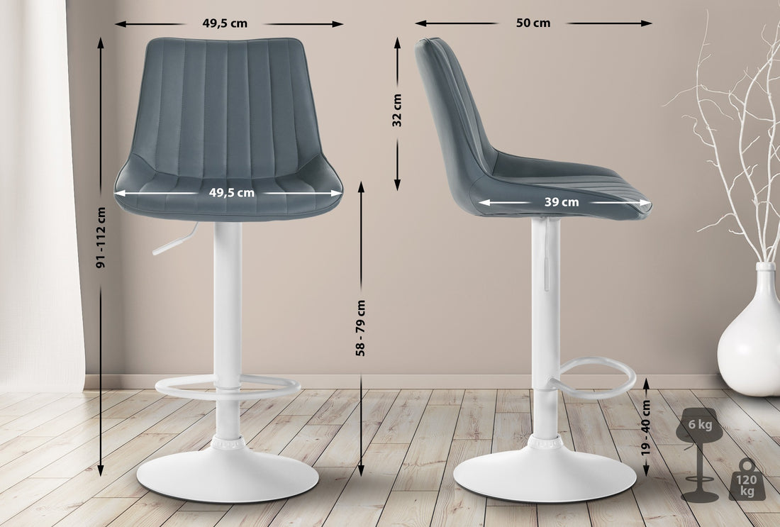Elegante Kunstleren Barkruk - Hocker - Uitstekend Zitcomfort, Onderhoudsvriendelijk Design Kleur grijs