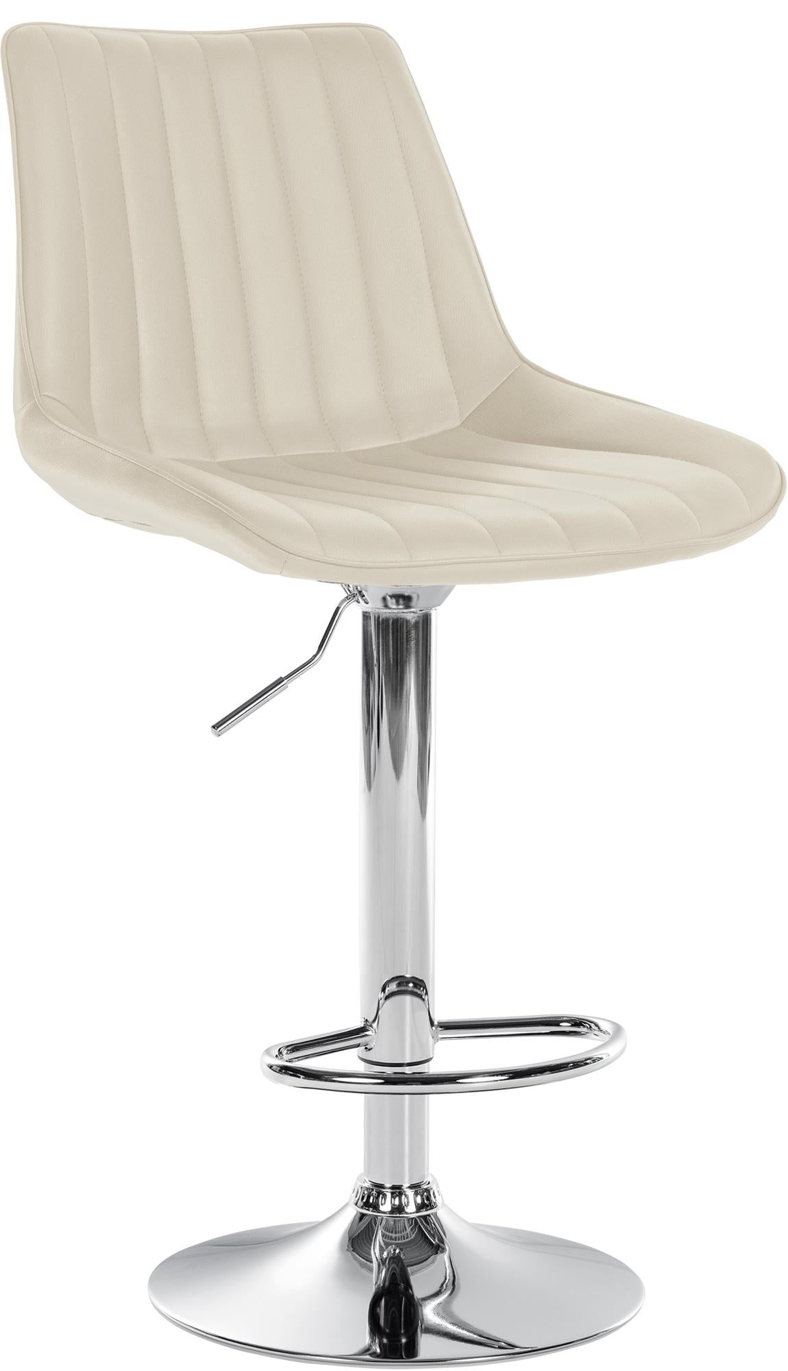 Moderne Kunstleren Barkruk - Stijlvolle Barstoel - Fantastisch Zitcomfort, 360° Draaibaar Kleur crème Onderstel Kleur chroom