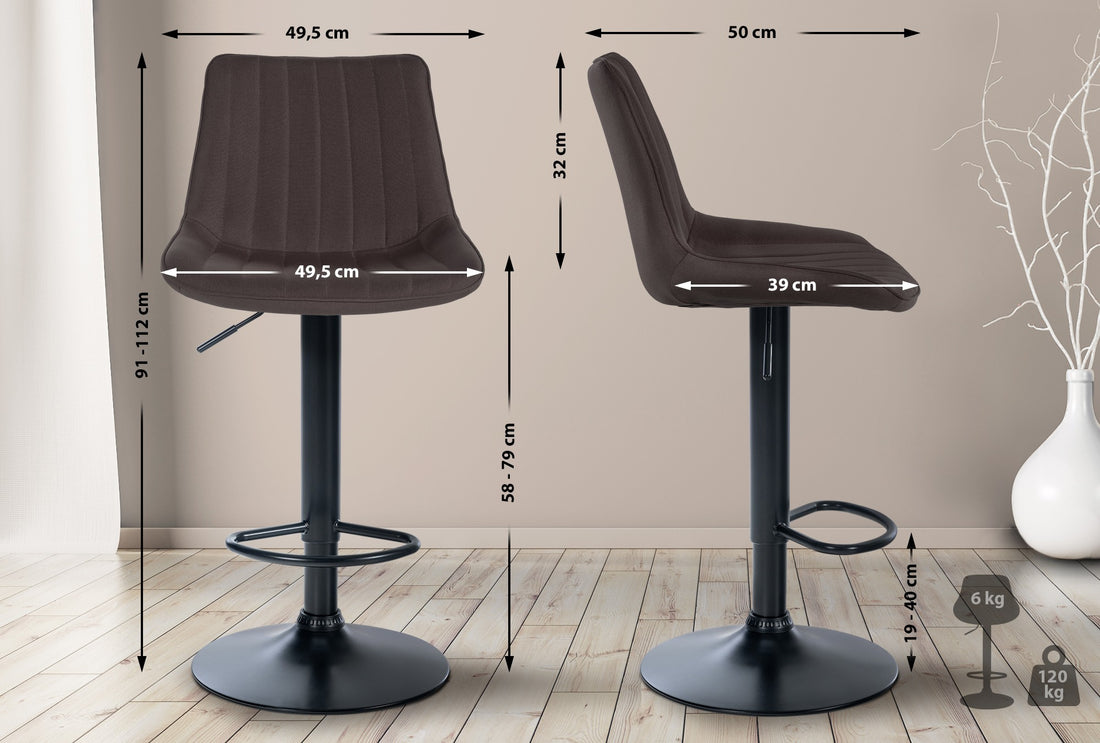 Barkruk Stof - Moderne Design - 360° Draaibaar & Verstelbaar Kleur taupe