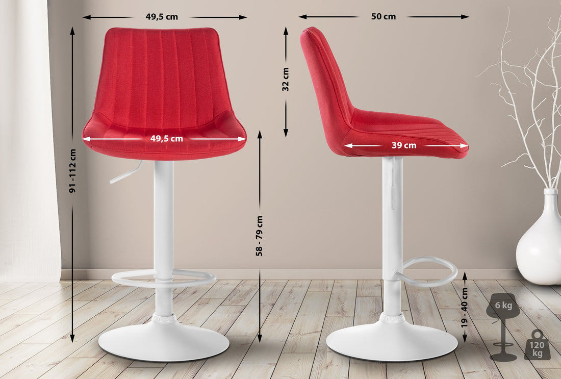 Moderne Barkruk Stof - Kruk - Ergonomisch Design, Onderhoudsvriendelijk en 360° Draaibaar Kleur rood