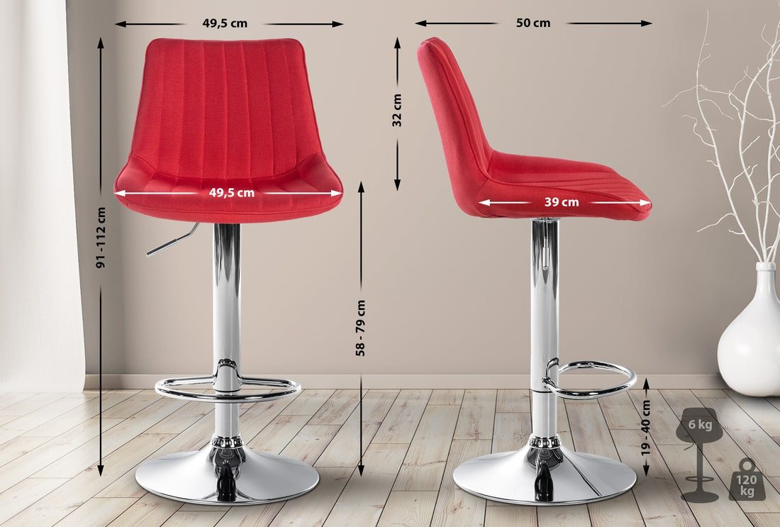 Barkruk - Hoge Kruk - Verstelbare Hoogte en 360° Draaibaarheid voor Optimaal Comfort Kleur rood