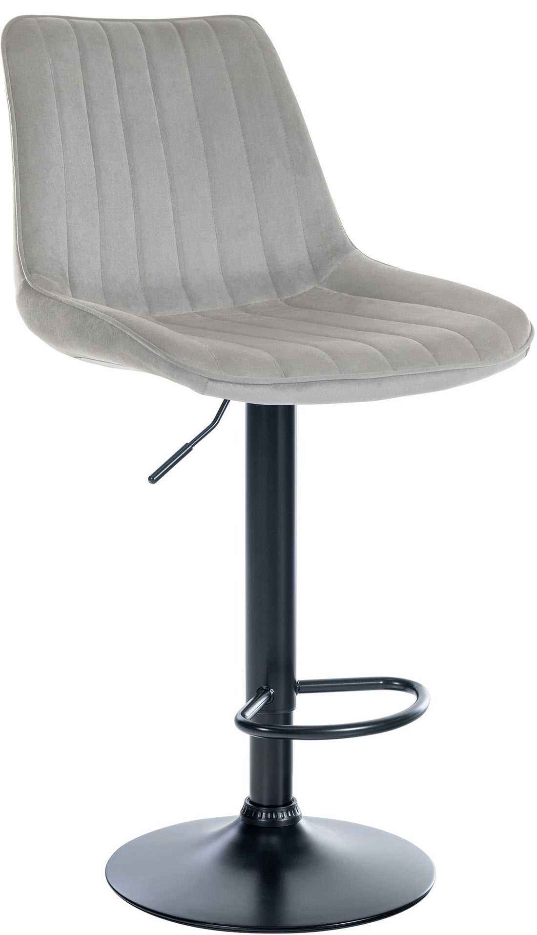 Moderne Barstoel Samt - Fluweel, Ergonomisch Comfort, 360° Draaibaar Kleur grijs Onderstel Kleur zwart