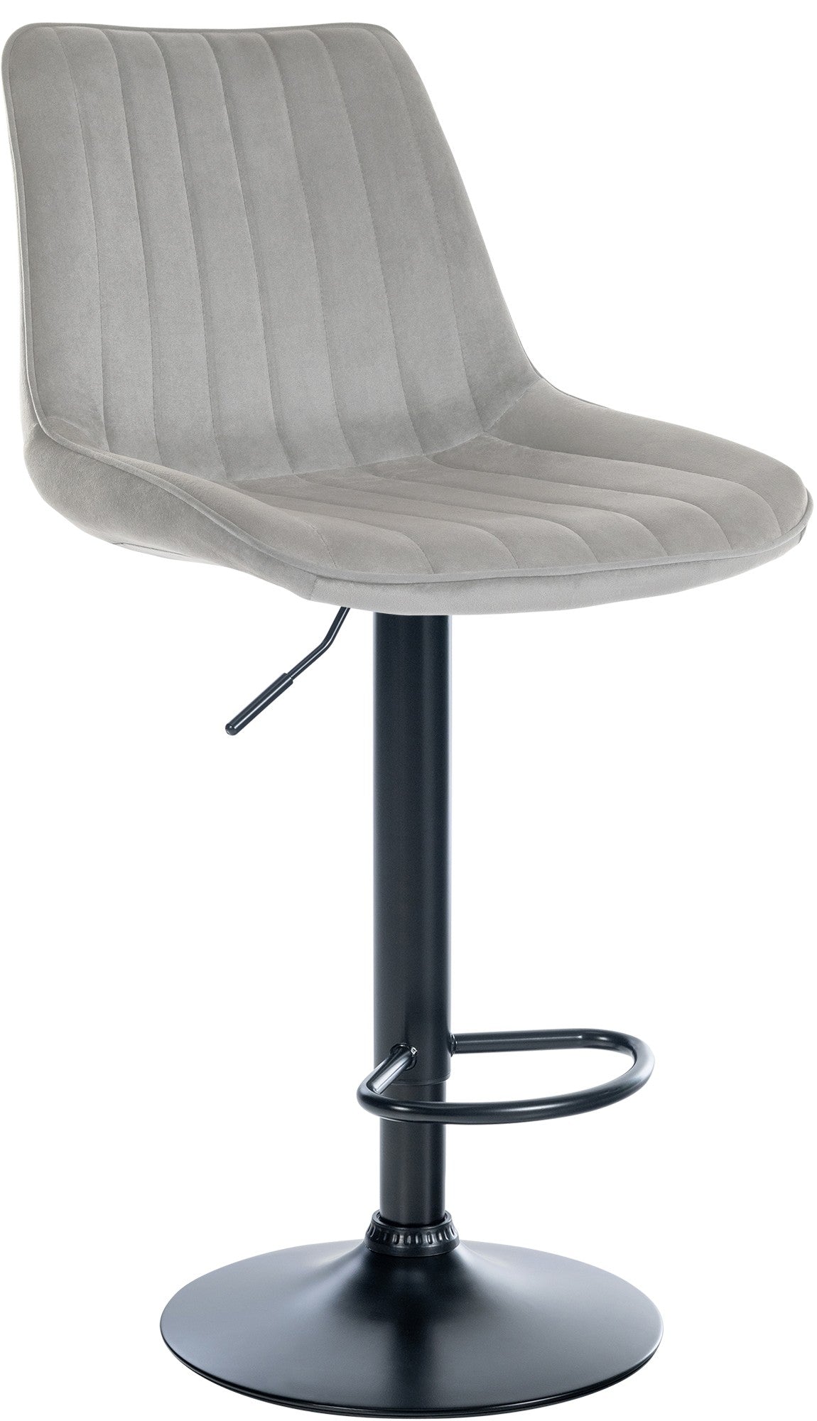 Moderne Barstoel Samt - Fluweel, Ergonomisch Comfort, 360° Draaibaar Kleur grijs Onderstel Kleur zwart