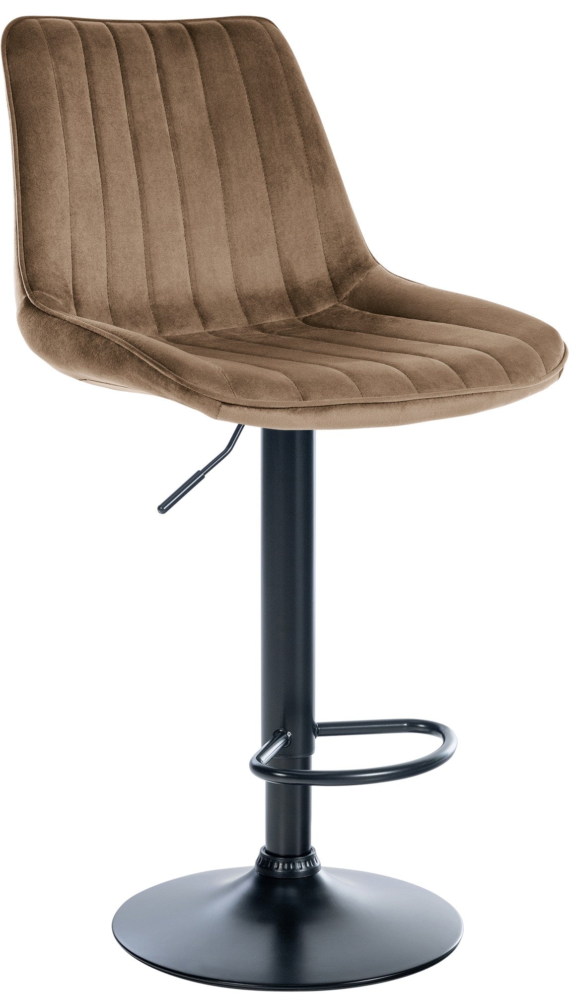 Moderne Barstoel Samt - Fluweel, Ergonomisch Comfort, 360° Draaibaar Kleur bruin Onderstel Kleur zwart