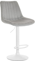 Moderne Barstoel Samt - Fluweel, Ergonomisch Comfort, 360° Draaibaar Kleur grijs Onderstel Kleur wit