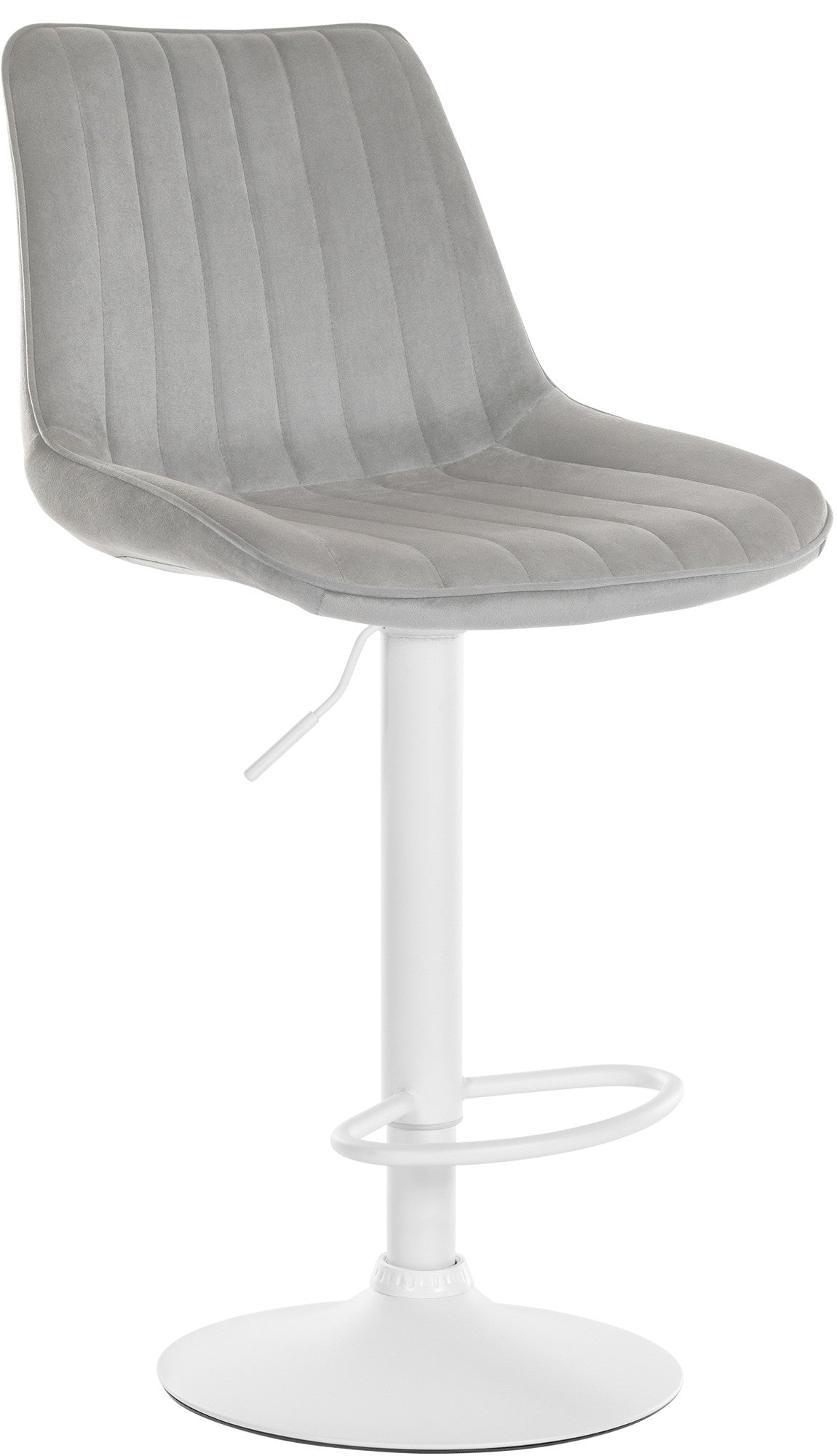 Moderne Barstoel Samt - Fluweel, Ergonomisch Comfort, 360° Draaibaar Kleur grijs Onderstel Kleur wit