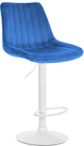 Barkruk Fluweel - Kruk - In Hoogte Verstelbaar - Stijlvol en Comfortabel Zitten Kleur blauw