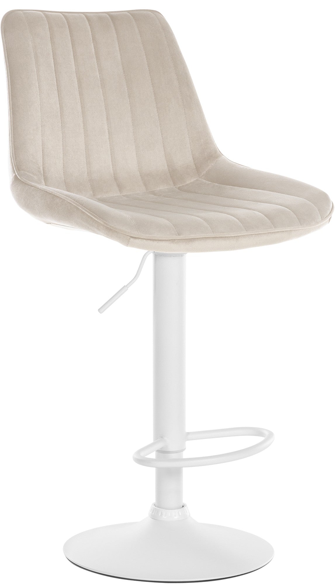 Moderne Barstoel Samt - Fluweel, Ergonomisch Comfort, 360° Draaibaar Kleur crème Onderstel Kleur wit