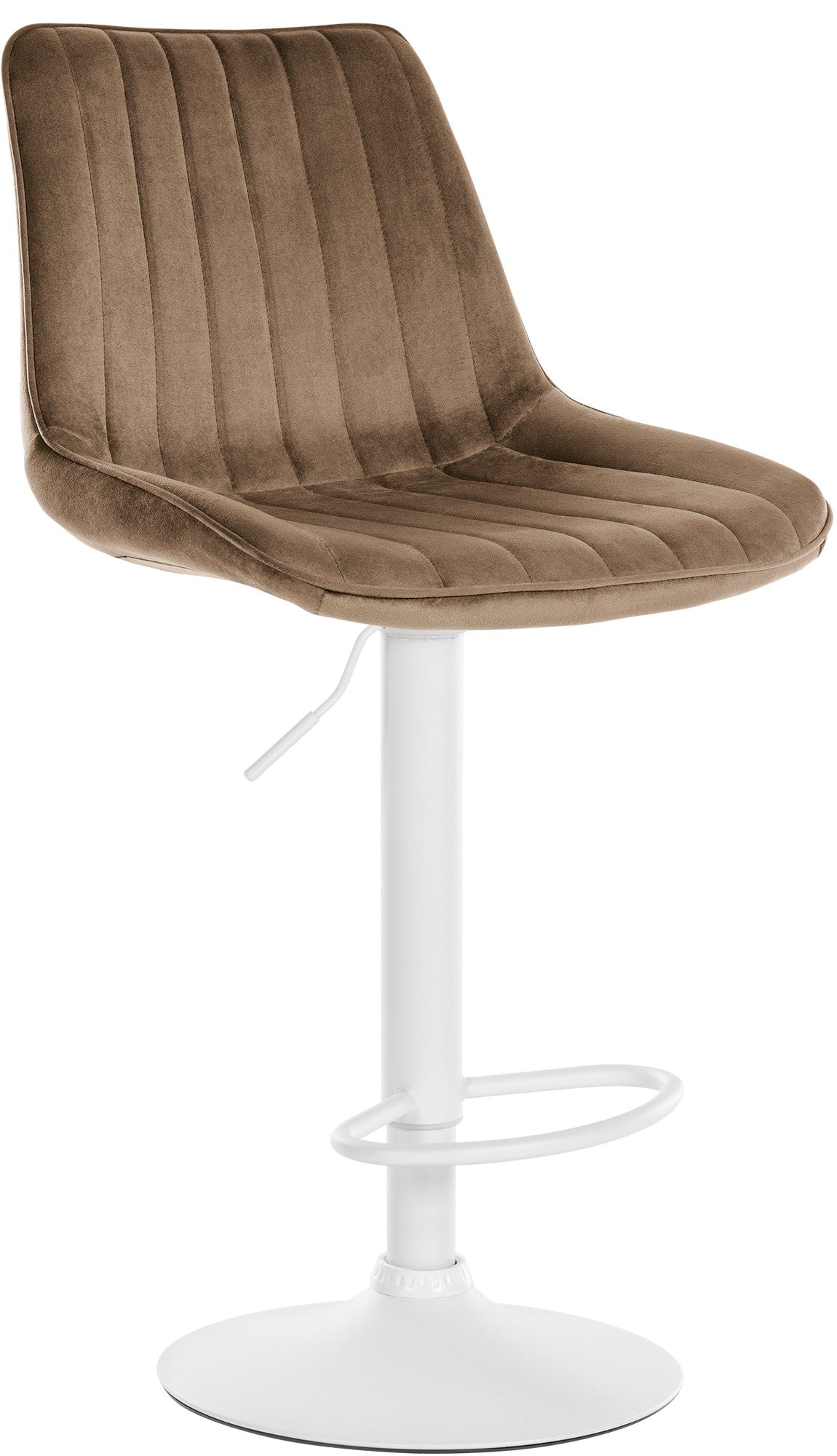 Moderne Barstoel Samt - Fluweel, Ergonomisch Comfort, 360° Draaibaar Kleur bruin Onderstel Kleur wit