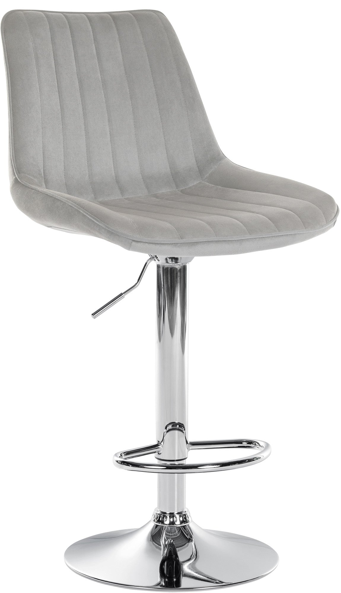 Moderne Barstoel Samt - Fluweel, Ergonomisch Comfort, 360° Draaibaar Kleur grijs Onderstel Kleur chroom