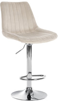 Moderne Barstoel Samt - Fluweel, Ergonomisch Comfort, 360° Draaibaar Kleur crème Onderstel Kleur chroom