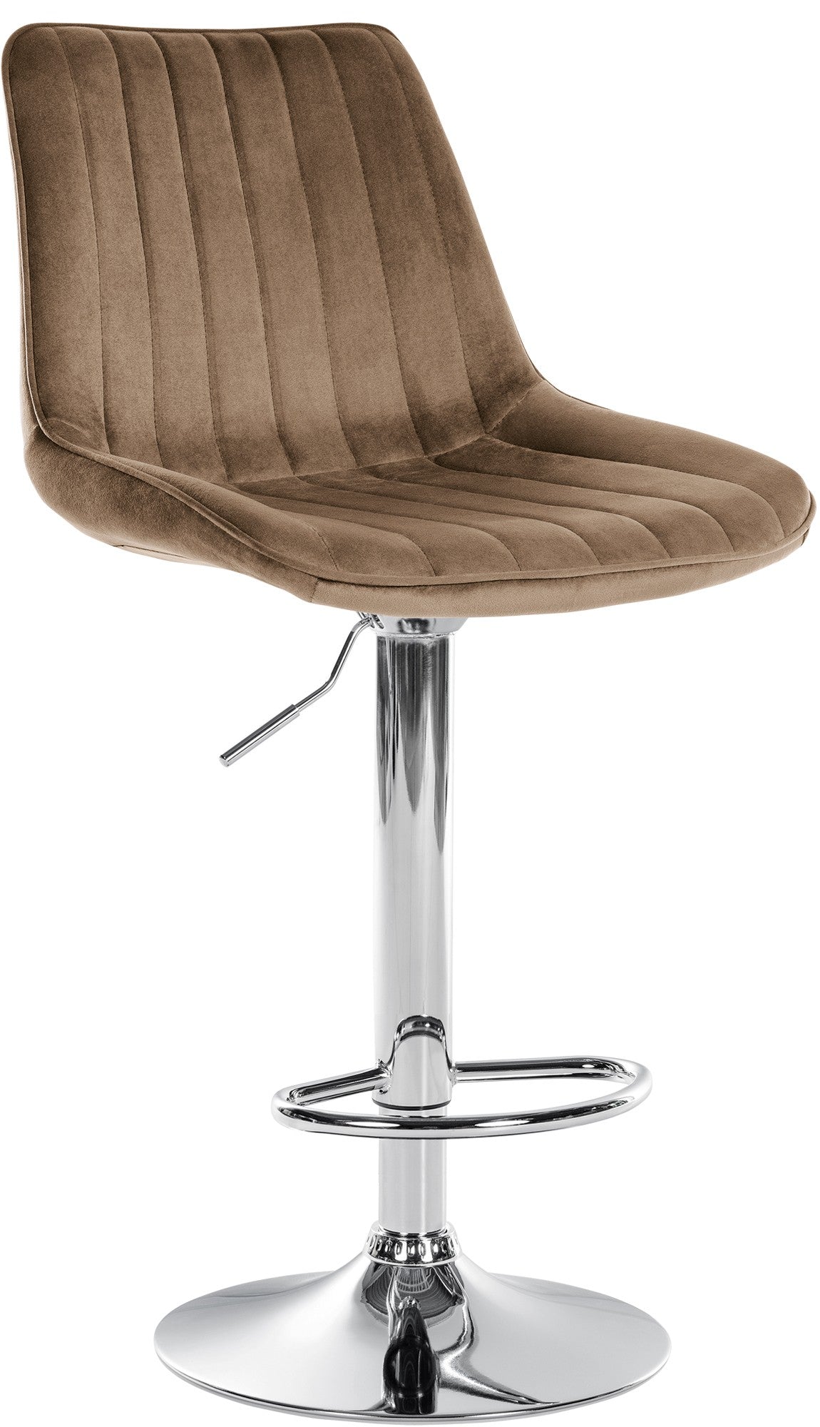 Moderne Barstoel Samt - Fluweel, Ergonomisch Comfort, 360° Draaibaar Kleur bruin Onderstel Kleur chroom