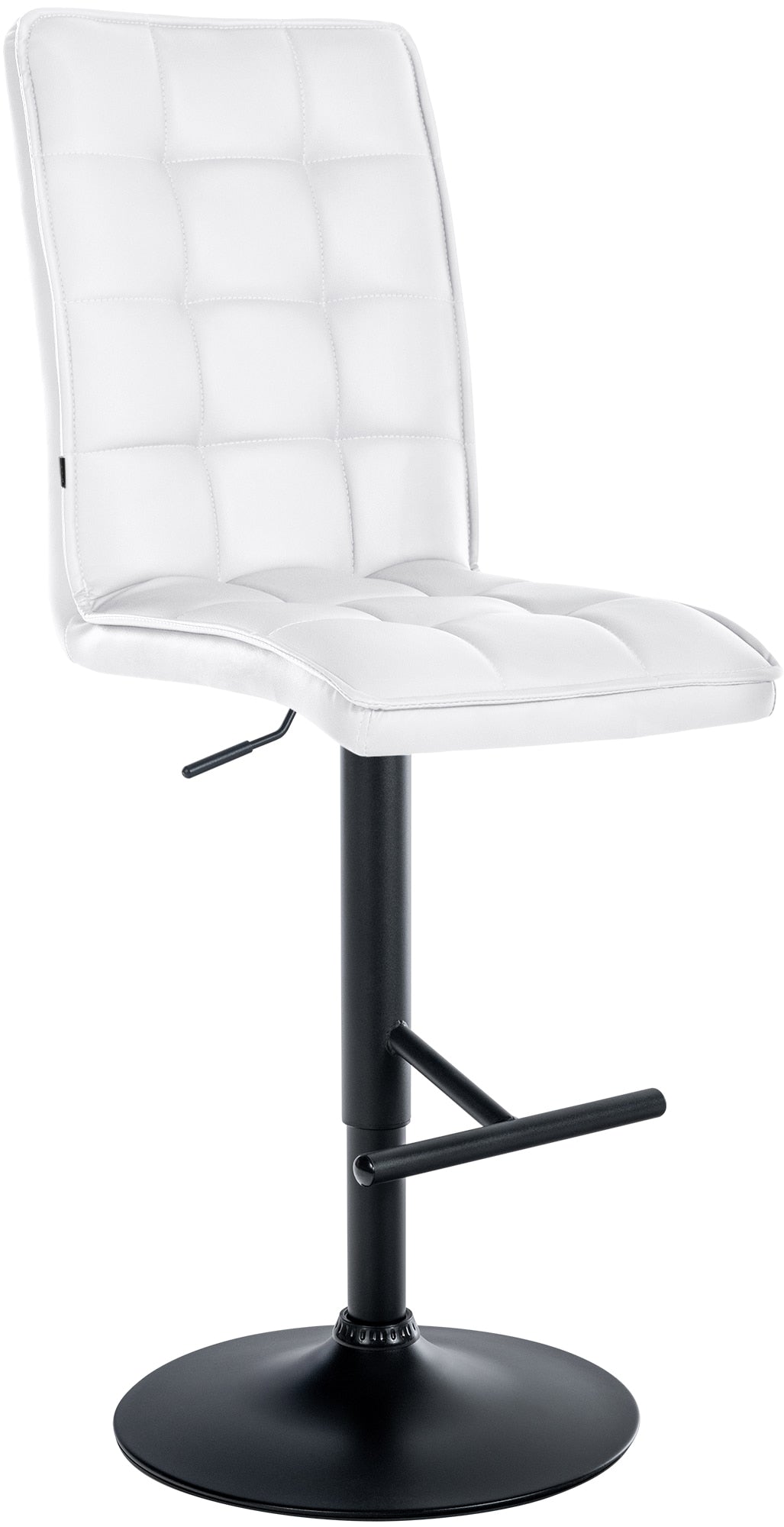 Barkruk van Kunstleer - Hoge Stoel - Comfortabele Zitervaring, 360° Draaibaar & Verstelbaar Kleur wit