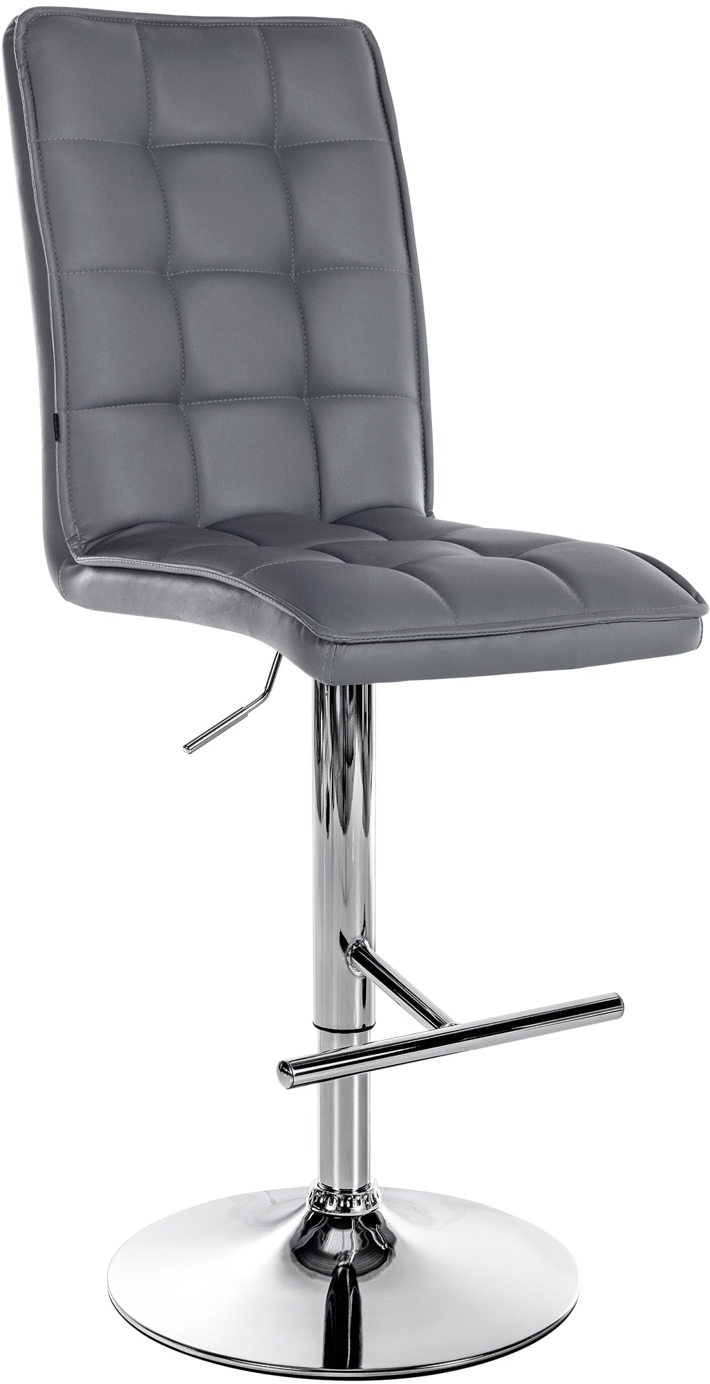 Kunstleren Barkruk - Stijlvolle Kruk - Comfortabele Rugleuning, In Hoogte Verstelbaar Kleur grijs