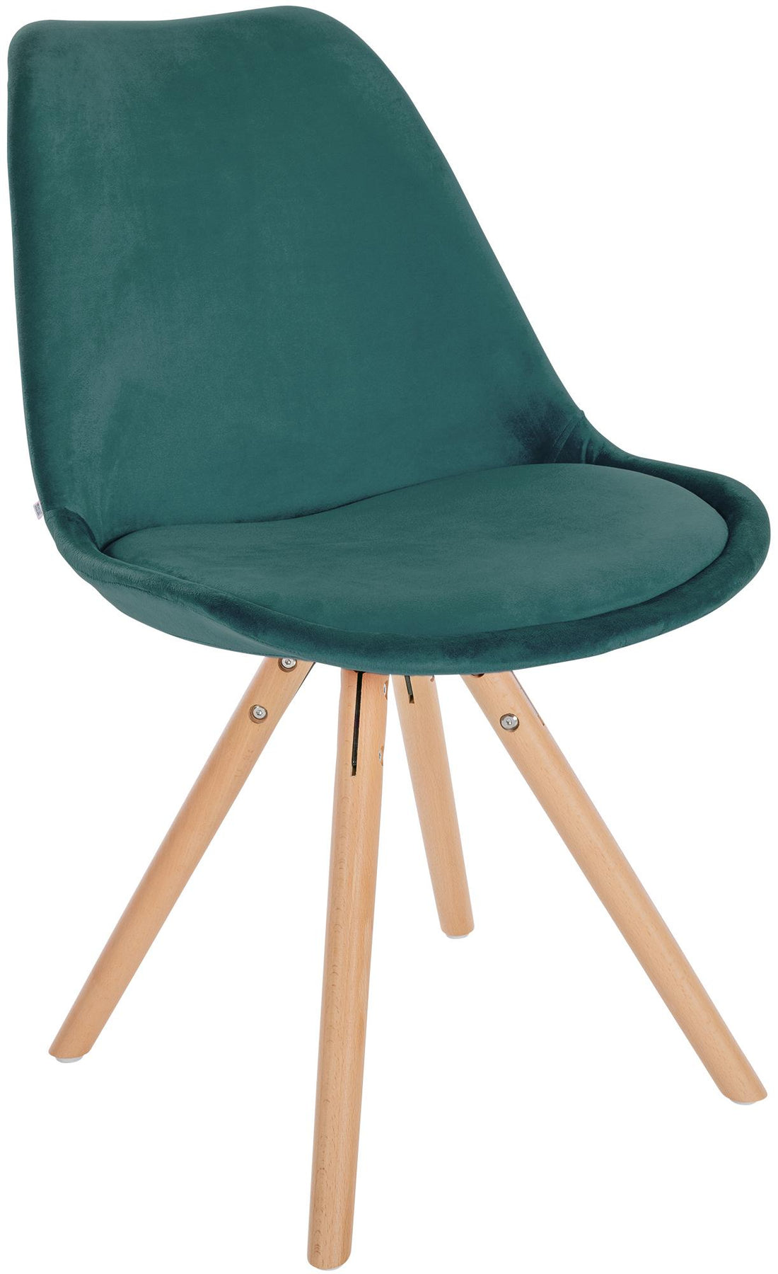 Fluwelen Eetkamerstoel - Comfortstoel met Rugleuning - Stabiel Houten Onderstel Kleur groen