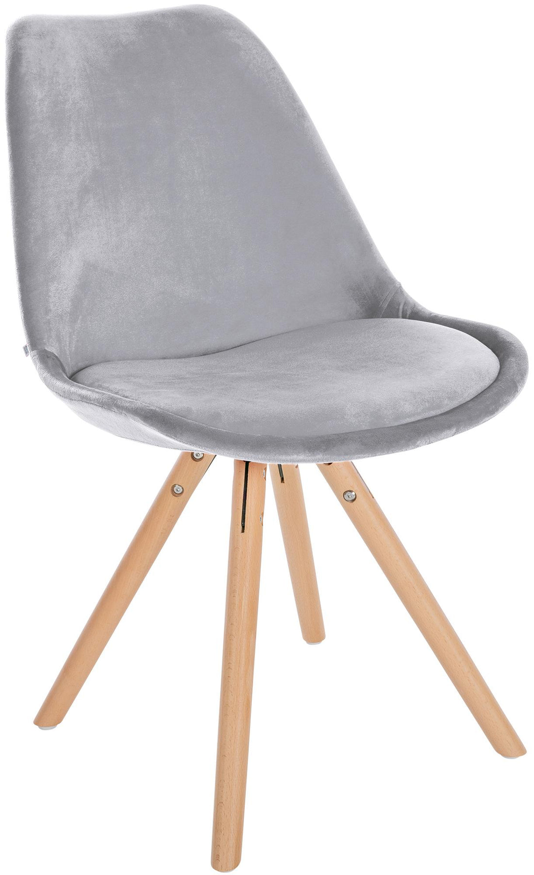 Eetkamerstoel - Fluwelen Stoel, Comfortabel Zitcomfort, Houten Frame Kleur lichtgrijs