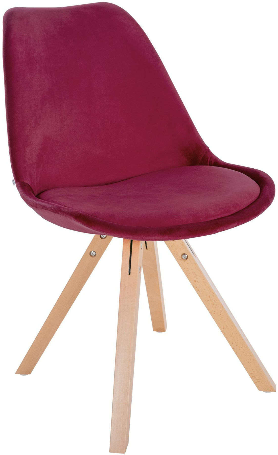Fluwelen Eetkamerstoel - Dining Chair - Uitstekend Zitcomfort, Houten Frame Kleur bordeauxrood