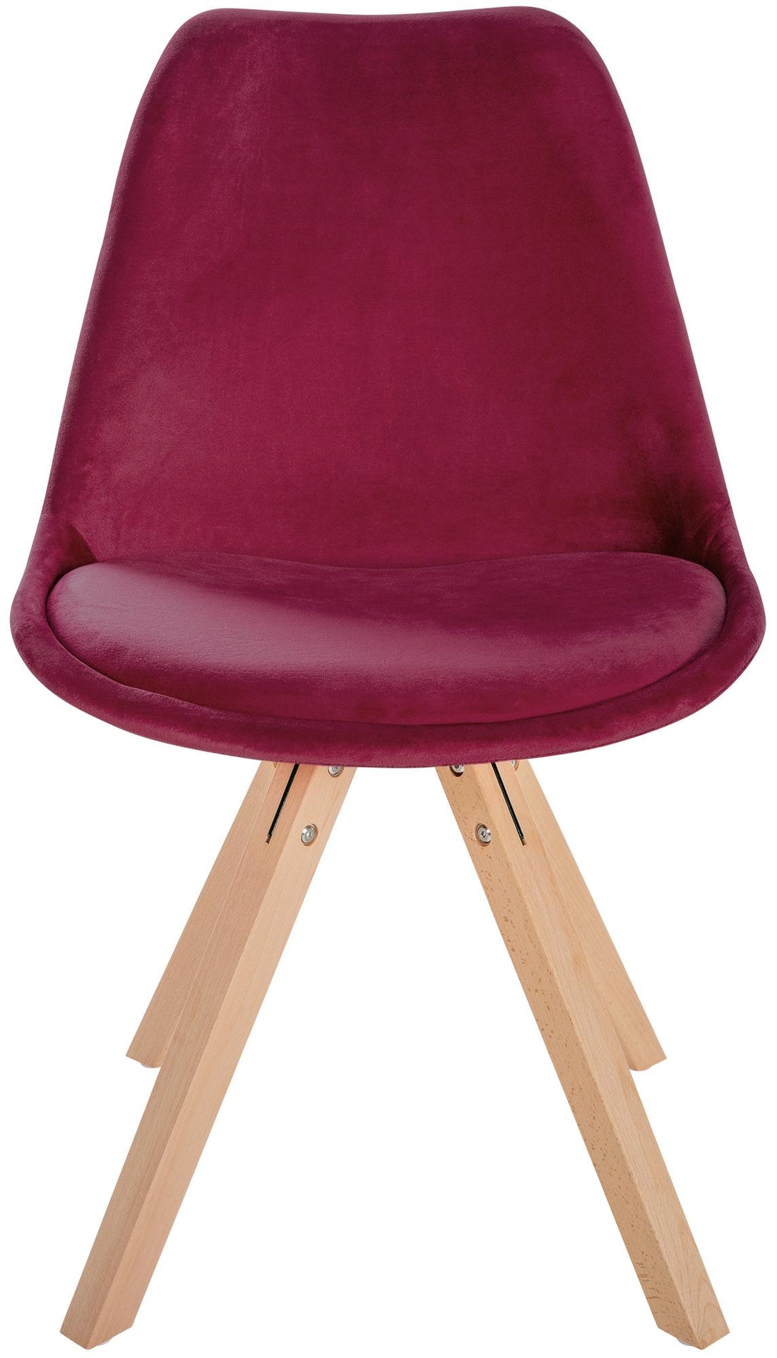 Fluwelen Eetkamerstoel - Dining Chair - Uitstekend Zitcomfort, Houten Frame Kleur bordeauxrood