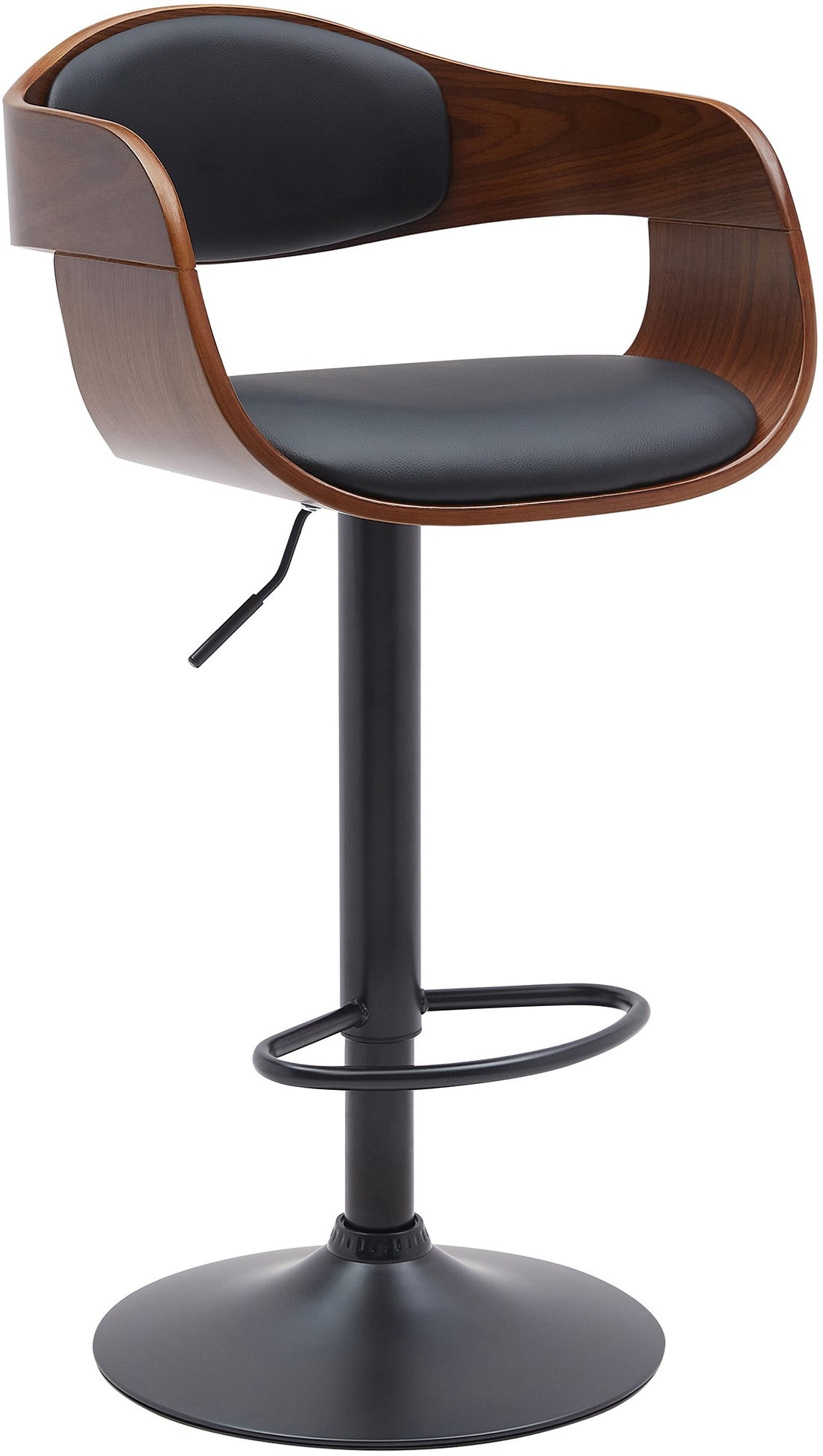 Verstelbare Barkruk - Hoge Kruk - 360° Draaibare Zitting, Houten Zitting Comfort Kleur natuur/schwarz Materiaal kunstleer